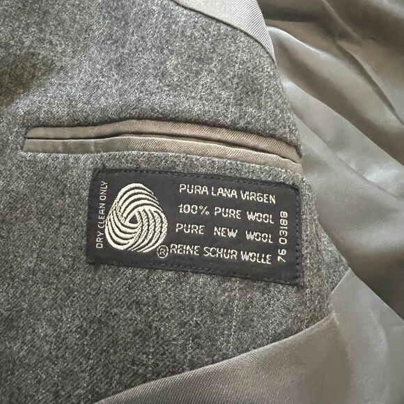 Yves Saint Laurent Paris Gray Wool Blazer Men’s 42 Double Breasted Made in Col - Picture 11 of 11